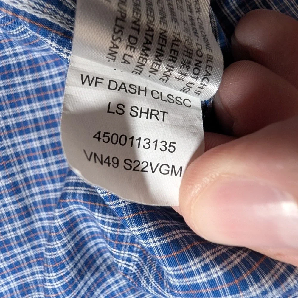 Ariat Button Down Shirt Mens Medium Blue Plaid Wrinkle-Free Western Cowboy